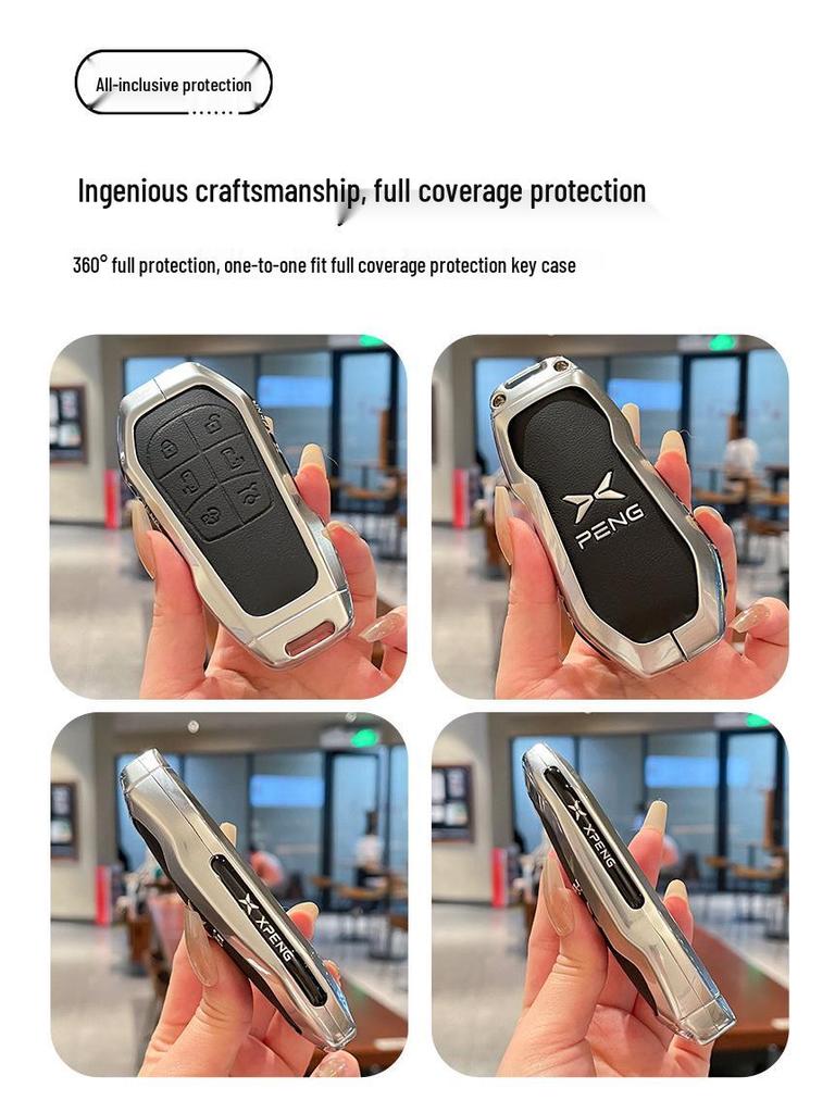 Metal Leather Key Case for 25 Xiaopeng Models: Fits X9, G6, P7i, G9, P5, G3