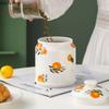 Lemon Patterned Ceramic Storage Jar Tea Caddy Large Storage Bottle Coffee Bean Can Snack Can Candy Jar Food Containers Organizer