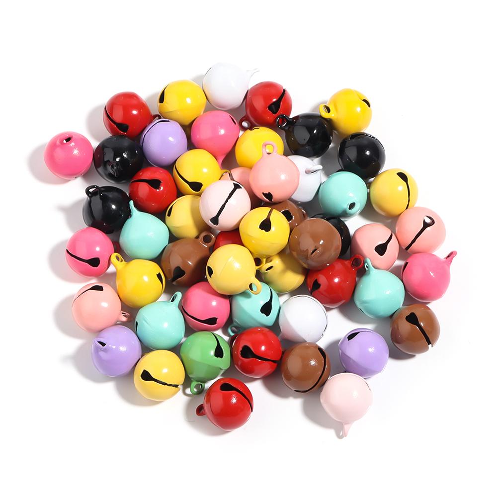 

50pcs/lot Painted Color Bells Beads Round Mini Bell Ornaments for Jewlery Making DIY Bracelet Necklace Earrings Decor Accessory 14mm