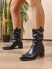 Fashion casual basic boots women's spring and autumn new pleated fashion temperament simple outer wear medium tube women's boots