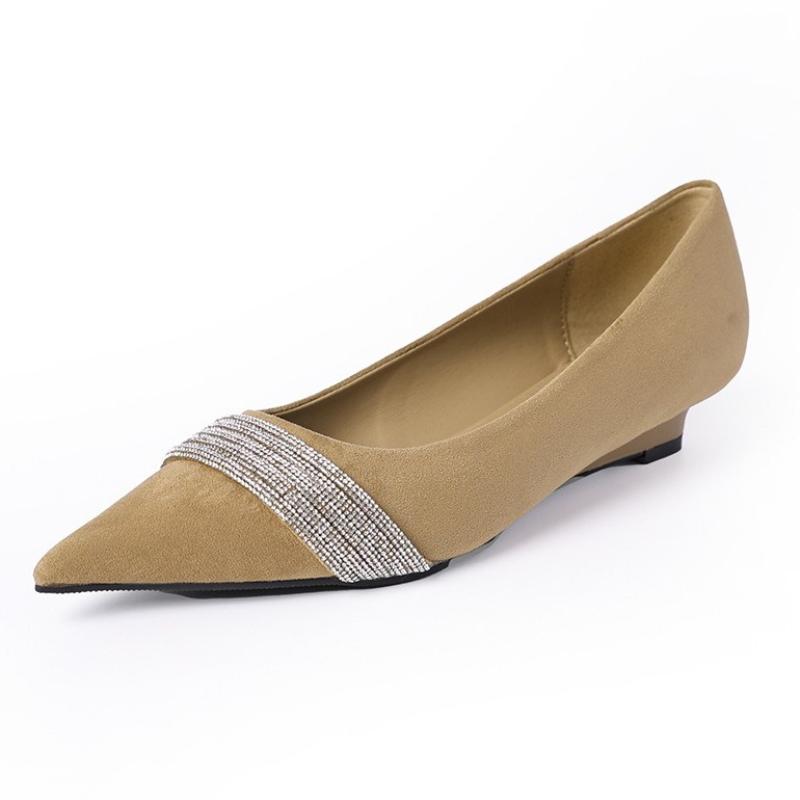 Fashion Luxury Rhinestone Satin Designer Brand High Heels Women Sexy Pointed Toe Soft Leather Wedges Shoes Elegant Comfortable Pumps
