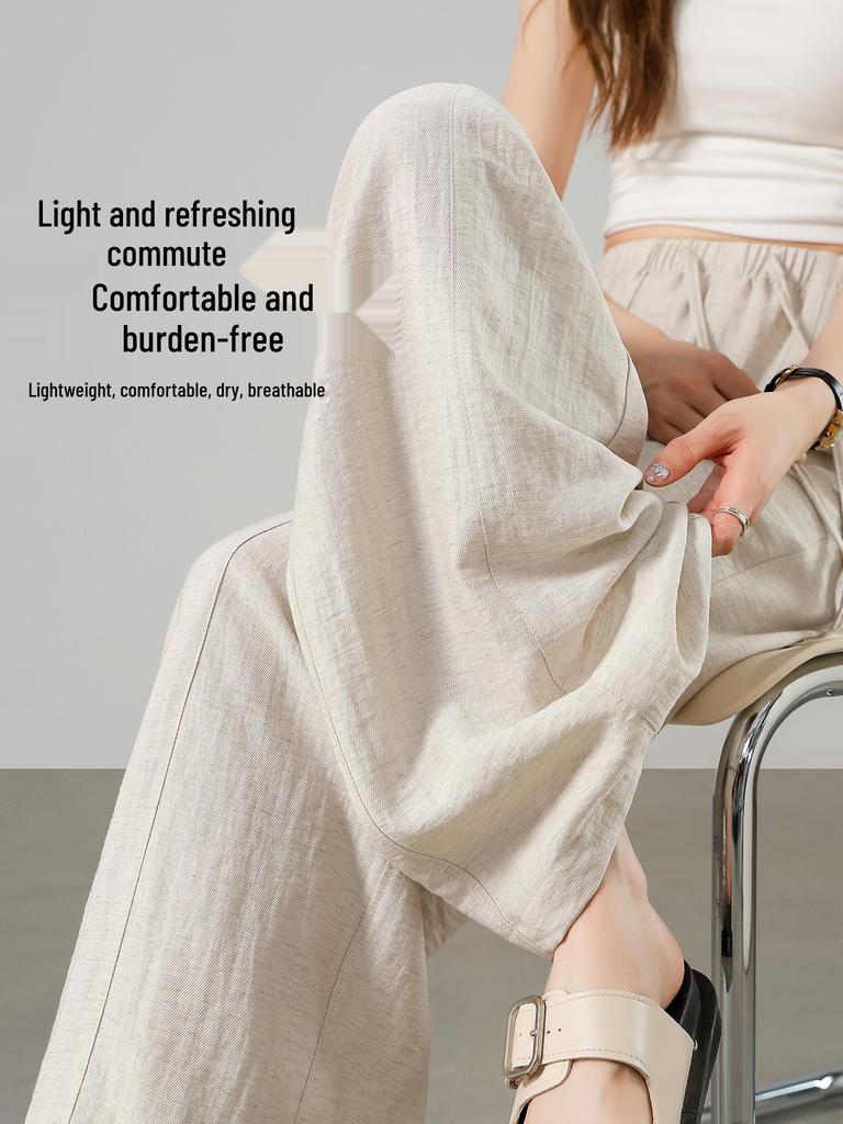 YAMAMOTO Women's Linen Pants - Summer 2026 High Waist, Drapey, Casual, Narrow Straight, Wide-Leg Style.