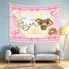 Cute Pink Cook Animal Cartoon Tapestry Kawaii Wall Hanging Background Cloth for Girls Bedroom Dorm Cartoon Flag Decoration Decor
