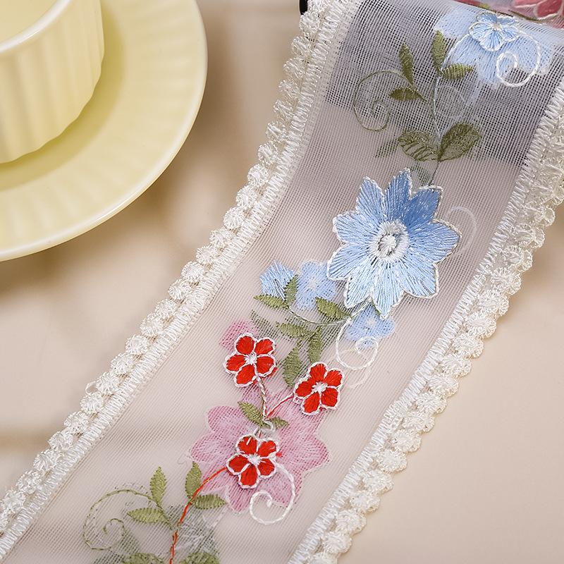 5 Yards Flower Embroidery Lace Ribbon For Bow Making Clothing Decor Sewing Fabric Craft Supplies Needlework Accessories