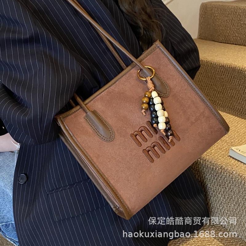 Suede bag women's 2025 new autumn and winter retro shoulder bag commuter tote bag large capacity women's bag