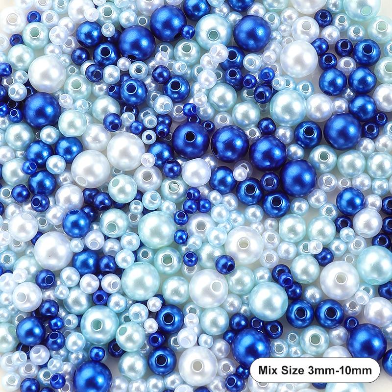 Mixed Size Acrylic Pearl Beads Round Tiny Craft Beads Loose Pearls for Jewelry Making DIY Craft Necklaces Bracelets 30g/pack
