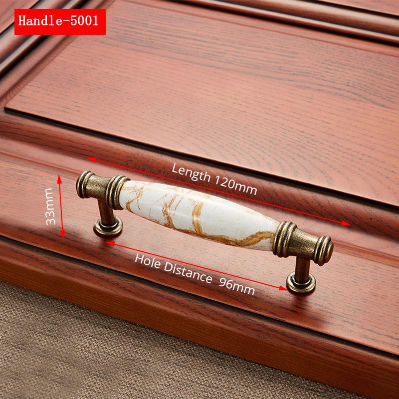 NAIERDI Marble Series Ceramic Cabinet Handles Zinc Alloy Cabinet Pulls Drawer Knobs Wardrobe Door Handles Furniture Handle
