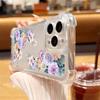 Floral Print Clear Slim Shockproof Case For iPhone 16 Pro 16E 15 Pro Max 14 13 12 11 Anti-Fall Soft Silicone Transparent Phone Cover