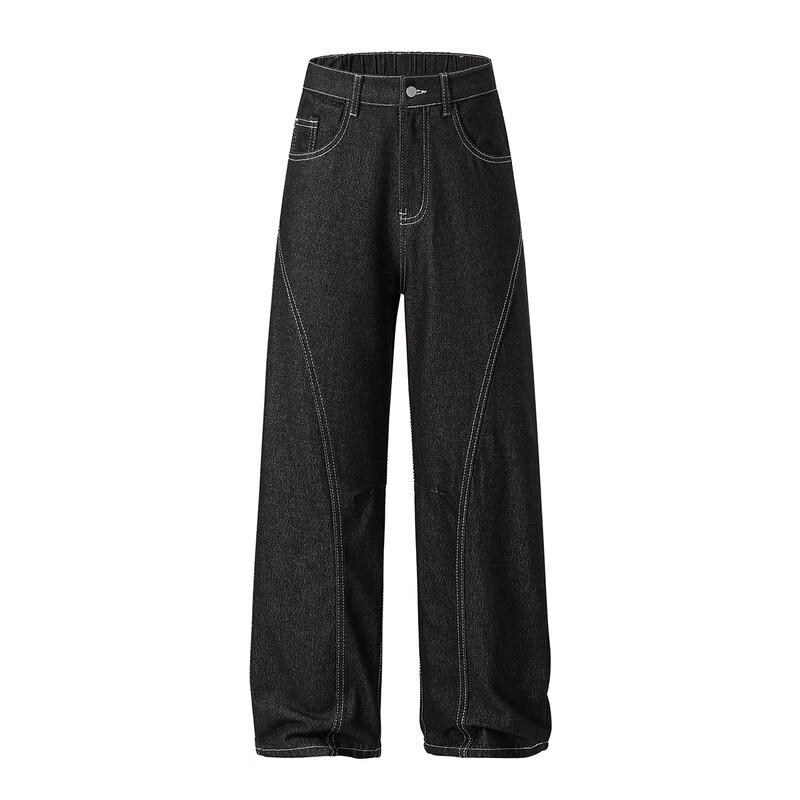 Chu Tang Men's American Retro Loose Curved Leg Denim Jeans