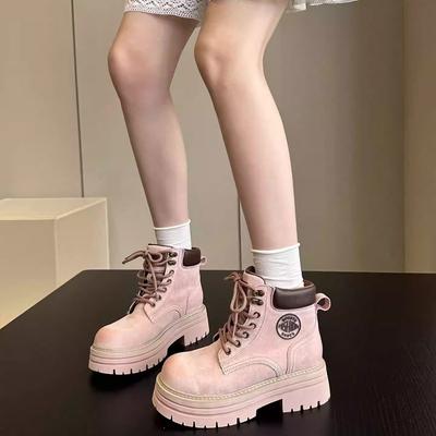 [Armano] New European and American Pink Heightened Platform Outdoor Martin Boots Women's Short Boots Tooling Rhubarb Boots