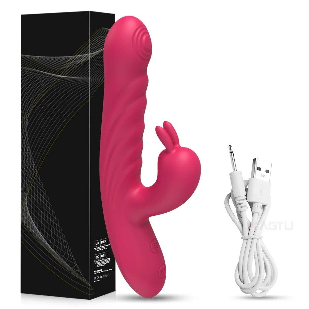 Powerful Thrusting Rabbit Vibrator Female Clitoris Stimulator G Spot  Massager 2 In 1 Dildo Sex Toys Shop Adult Goods for Women