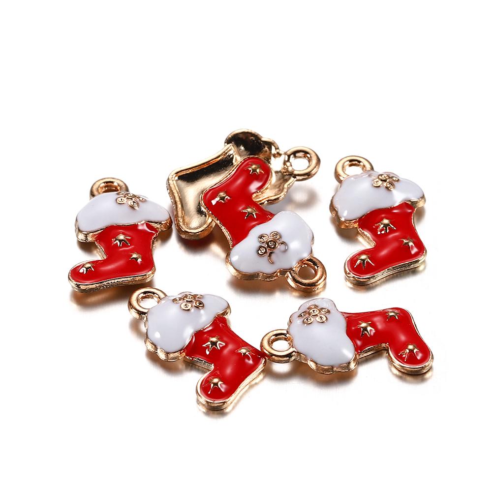 

10Pcs Christmas Charms Pendants Enamel Bracelet Party Home Metal Craft Decoration Tree Hanging DIY Jewelry Making Accessories 10pcs
