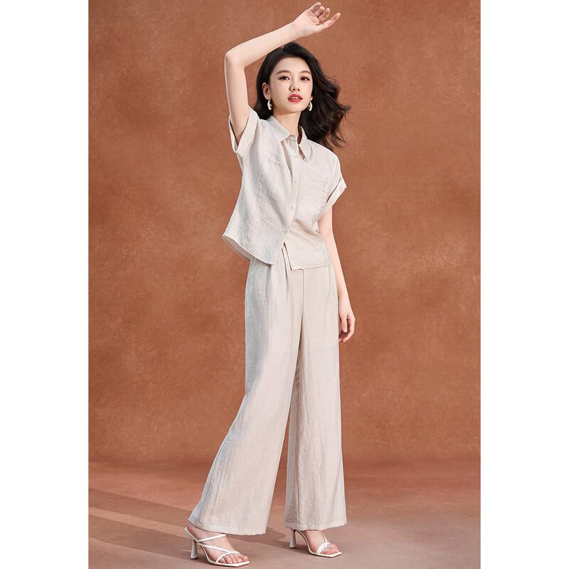 Women s Chic Linen Blend Two-Piece Commuter Set M