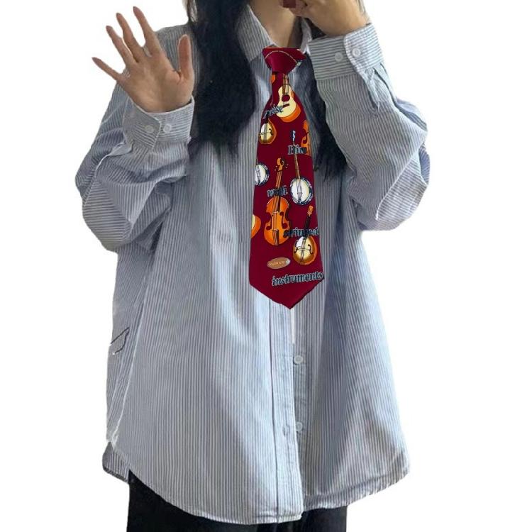 Leichte Herrenkrawatte mit dynamischen Gitarren- und Schlagzeuggrafiken, zeitgenössische Fliege für das tägliche Styling