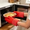 2Pcs Non-Slip Silicone Oven Gloves Heat Resistant Microwave Mitts for Baking Grilling Heavy Duty Cotton Lined Kitchen Gloves
