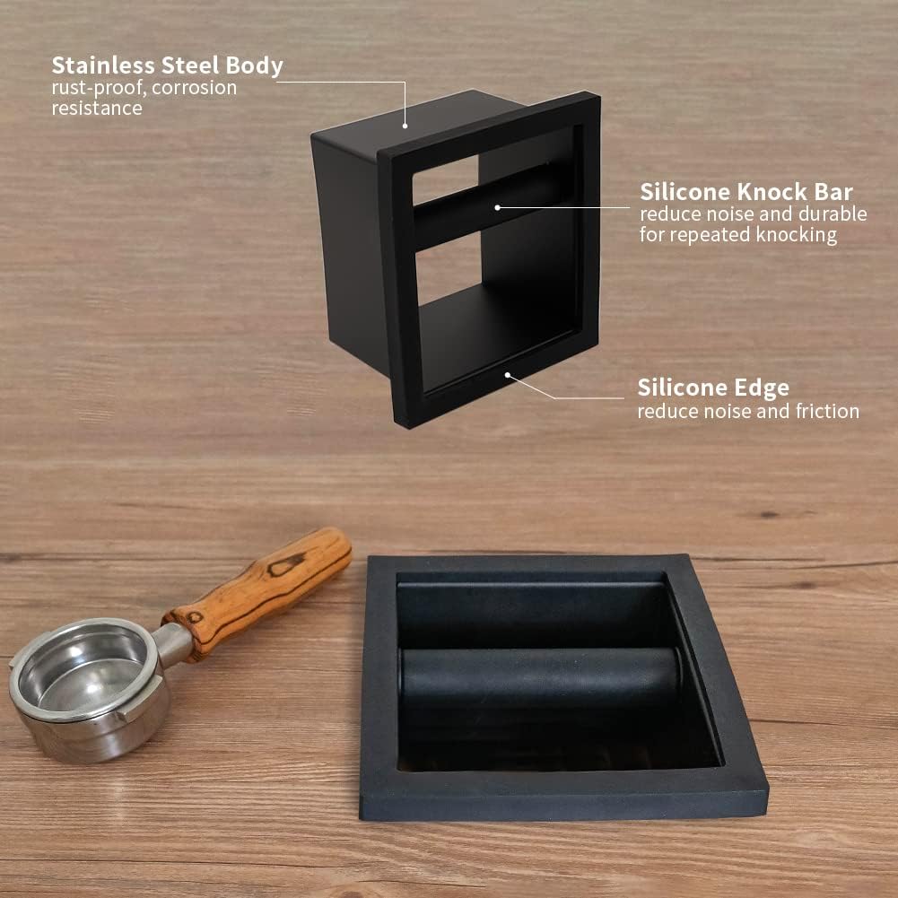 Watchget Espresso Knock Box Bottomless Coffee Knock Box Stainless Steel Knock Box Coffee Ground Knock Box Coffee Dregs Storage Coffee Trash Can