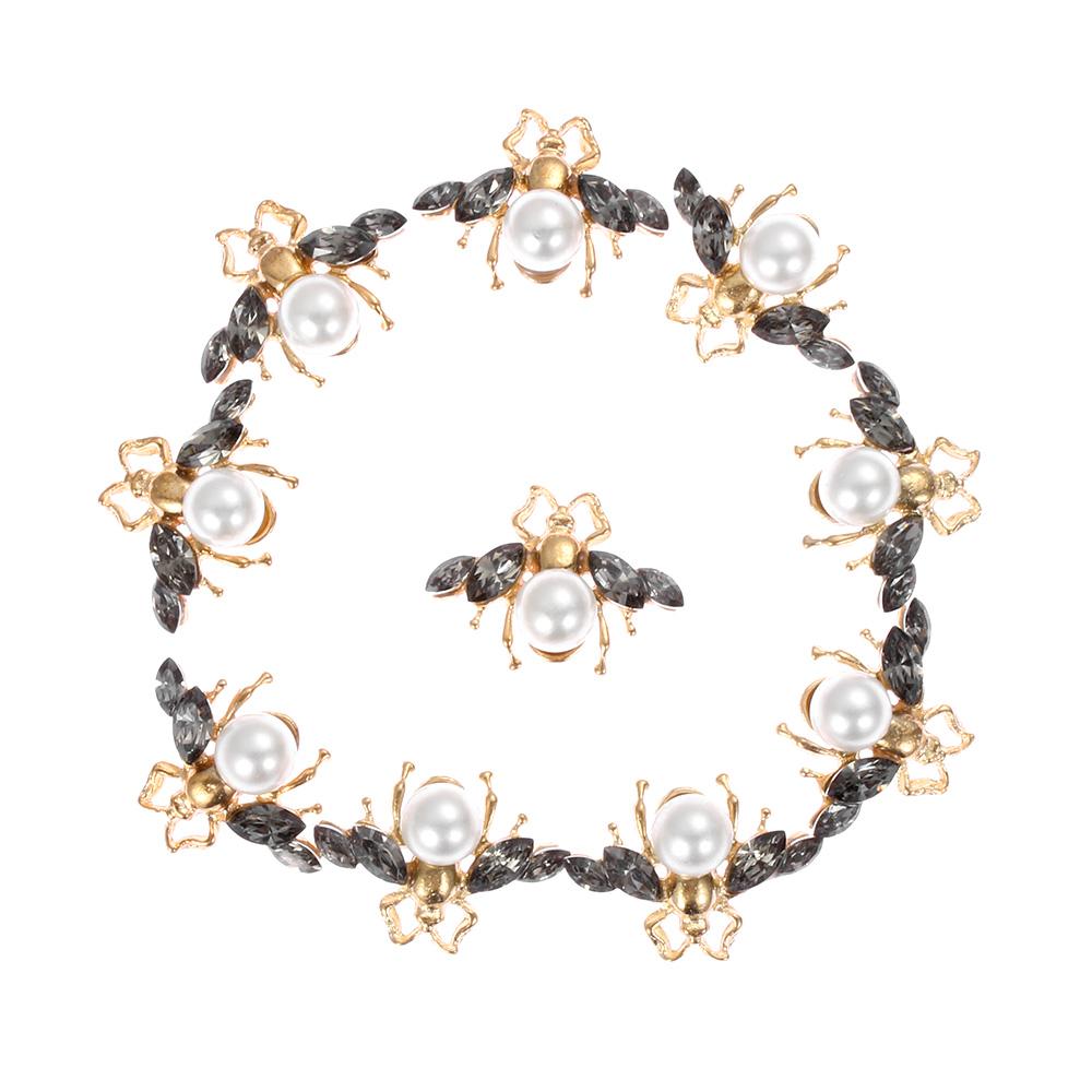 10PCS Pearl Flower Rhinestone Buttons For Hair Pins Clothing Decoration Vintage Buttons DIY Crafts Apparel Sewing Accessories