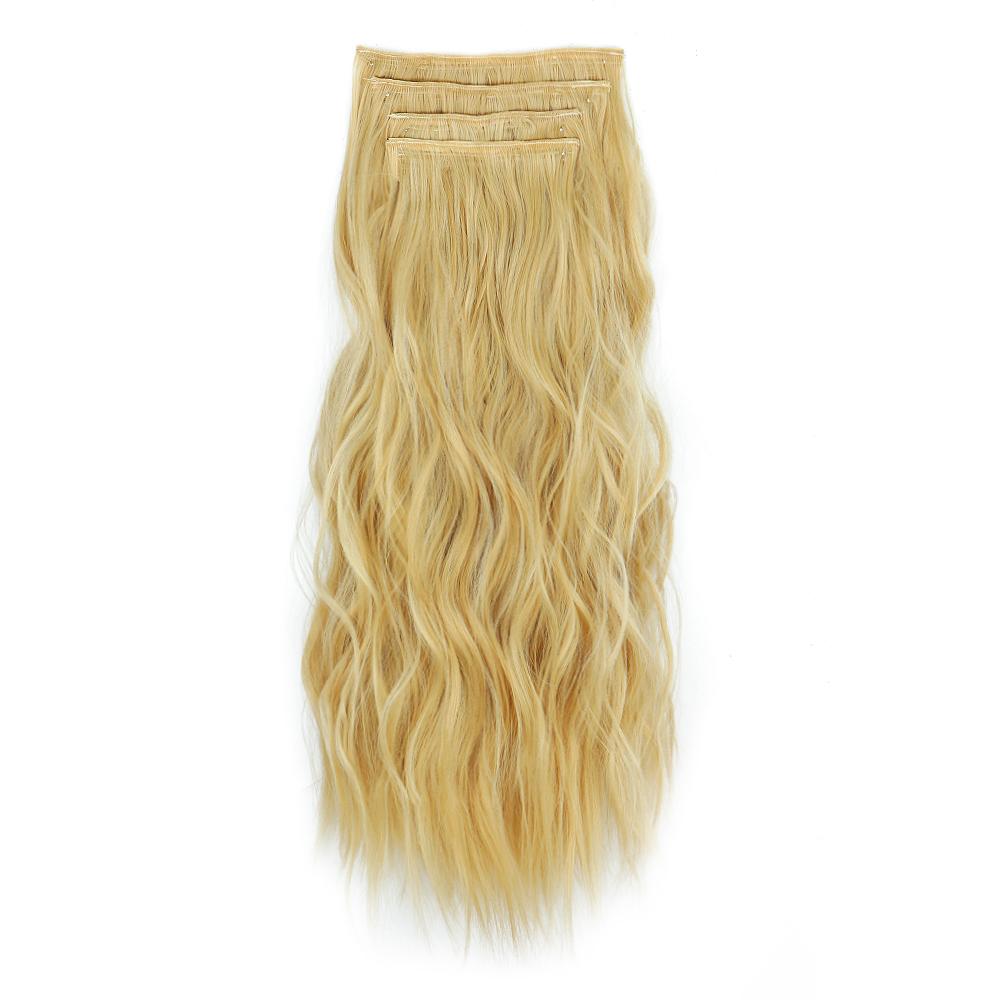 

MISS WIG Женская мода Длинные волнистые светлые волосы Наращивание волос 4 шт. Шиньон Синтетическое волокно Натуральные волнистые невидимые волосы 22 Inch