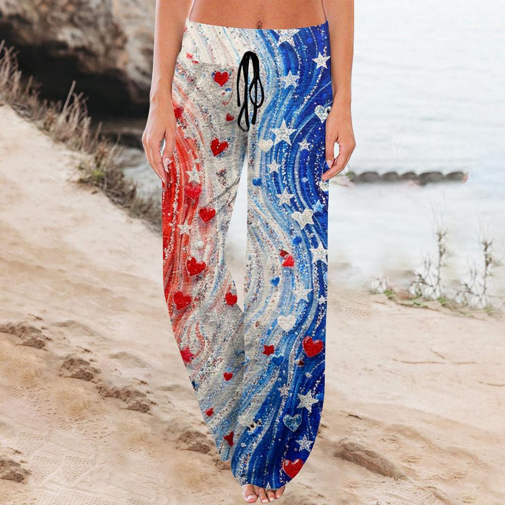 Women's Fashion Loose-Fit Drawstring Elastic Waist Casual Printed Pants