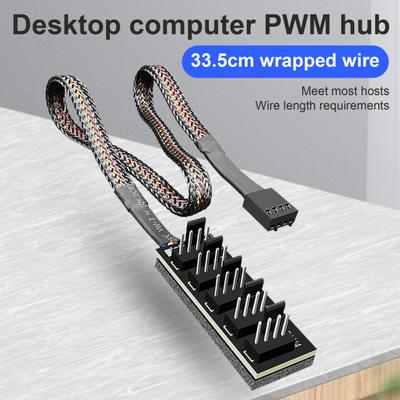 COOLMOON F5 PWM viftesplitter 4 pins 1 til 5 bred kompatibilitet 33,5 cm kabel CPU vifteadapterkabel for skrivebord