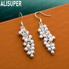 925 Sterling Silver Exquisite Frosted Grape Beaded Earrings - Fashionable Gift Jewelry