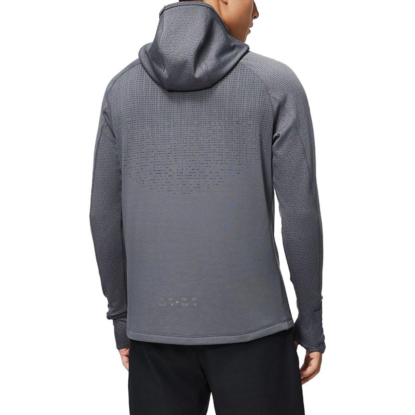 Li Ning Running Series Solid Color Casual Sports Training Hooded Pullover Long Sleeve T-Shirt Men Tops Gray-Green ATLT075-2