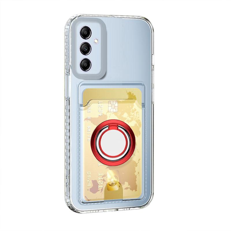 S23FE Transparent Card Slot Wallet Holder Silicone Case For Samsung S23 Ultra S21 S22 Plus Note 20 Ultra 10 Magnetic Ring Cover