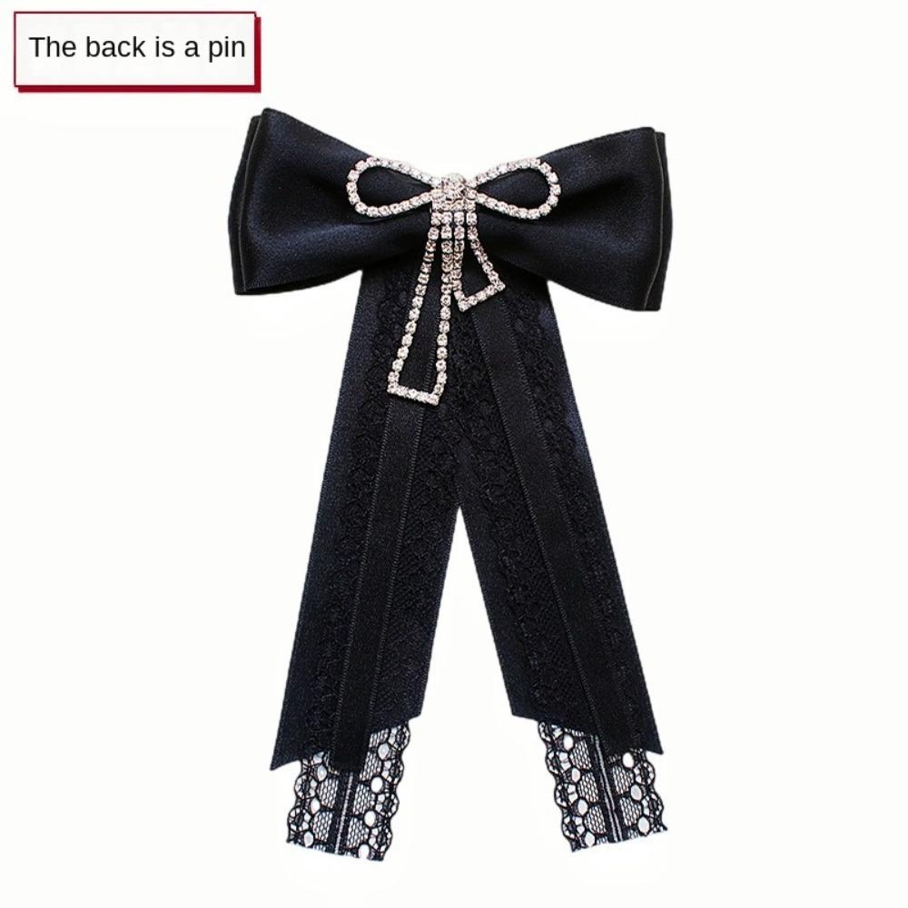 College Style Lace Ribbon Bowtie Elegant Collar Rhinestones Jewelry  Fashion Jewelry Gifts