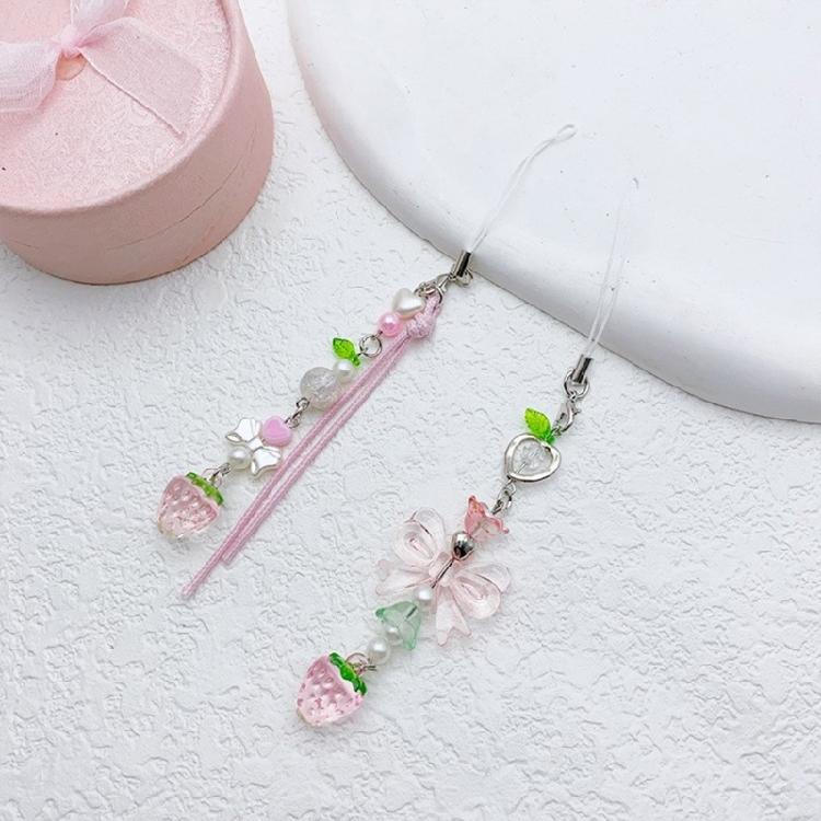 Elegant Beaded Keychain Acrylic Alloy Phone Charm Colorful Keyring Unique Bag Charm Fashionable Key Chain Accessory
