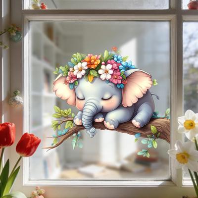 Static Window Clings Funny Reusable Window Removable Sticker for Decal Waterproof Cartoon Animals Room Office Home