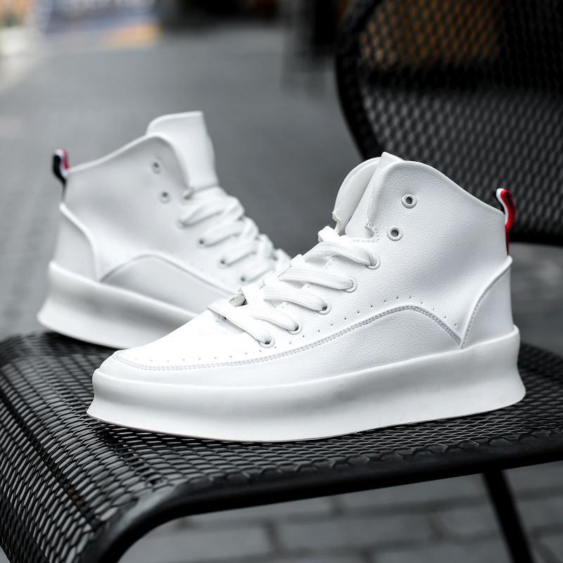 

New Men Leather Casual Shoes Trend Flat Skate Shoes Young Man Fashion Chunky Sneaker 39 белый