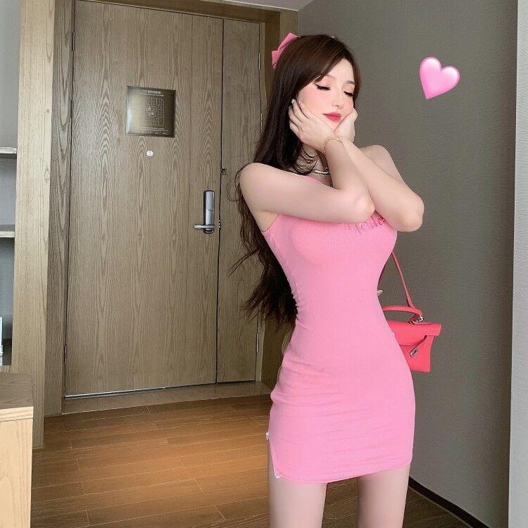 Pure Desire Style Internet Celebrity Suspender Vest Dress Women's Summer Embroidery American Sweet Hottie Tight Sexy Hip Skirt