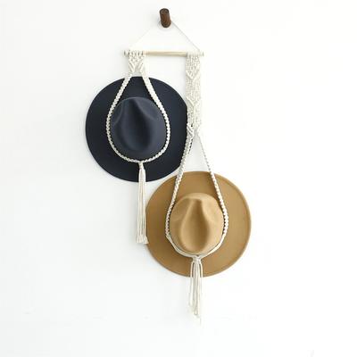 Boho Makramé Hattgalge Bohemisk Hattställ Handgjord Bomullsvävd Dekorativ Väggupphängning Cowboyhatt Förvaringsorganisatör