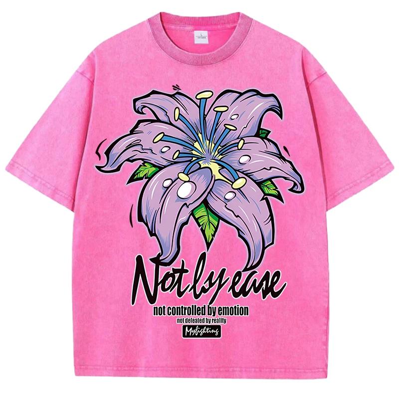 Živé kvetoucí květinové potisky Retro tričko pánské a dámské volné prodyšné vodou prané vintage pohodlné tričko