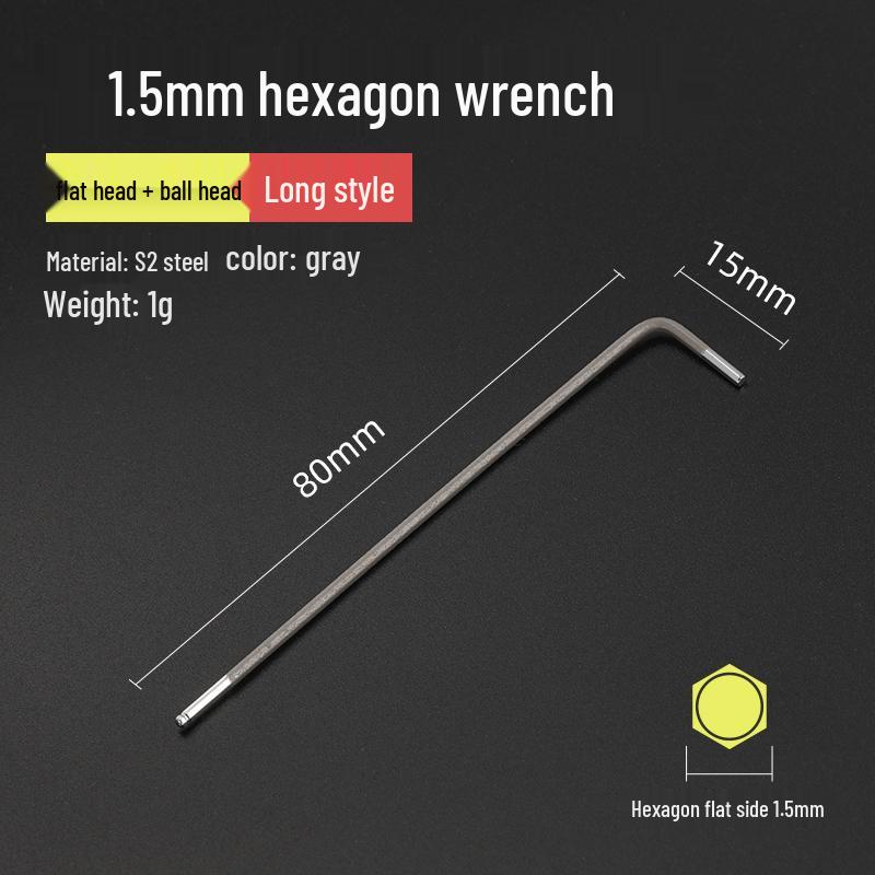 Hex Key Set, Color-Coded, 1.5-8mm, S2 Steel, Ball Head, L-Shaped, Extended.