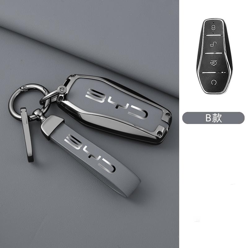 Car Key Fob Case for BYD Dolphin Lied Tang DM Atto 3 Han EV Qin PLUS Song Pro MAX Yuan Car Key Fob Zinc Alloy Leather Case