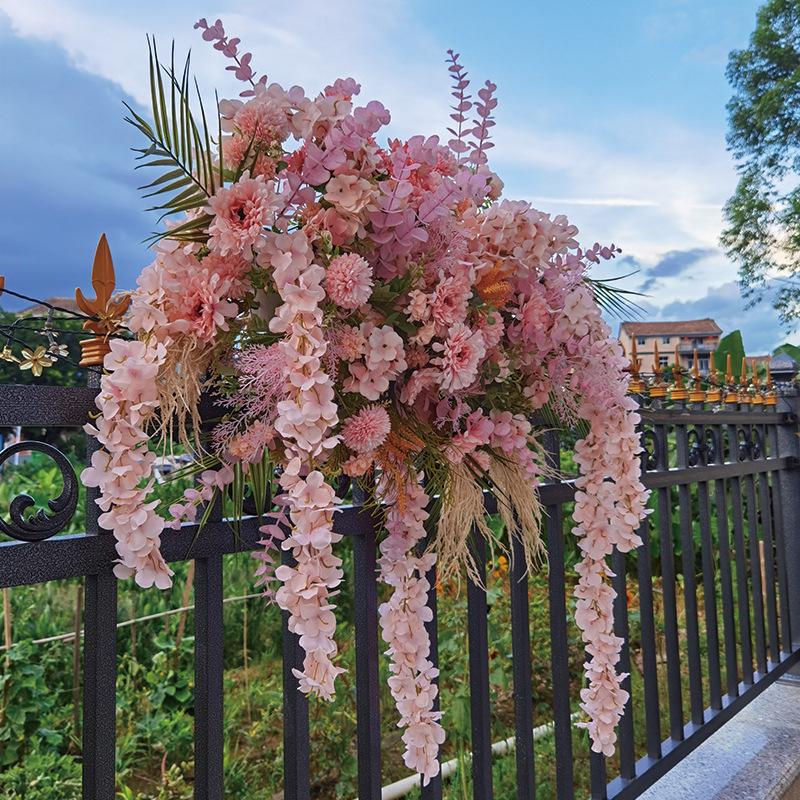 Golden Shower Flower Row Wedding Arch - Outdoor Wall Hanging Decoration