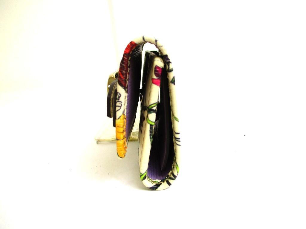 Authentic GUCCI Flower Motif White Purple Leather 6 Pics Key Chain #b106  Open box