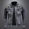 Men's Retro Slim Fit Denim Jacket - European & American Street Motorcycle Fashion