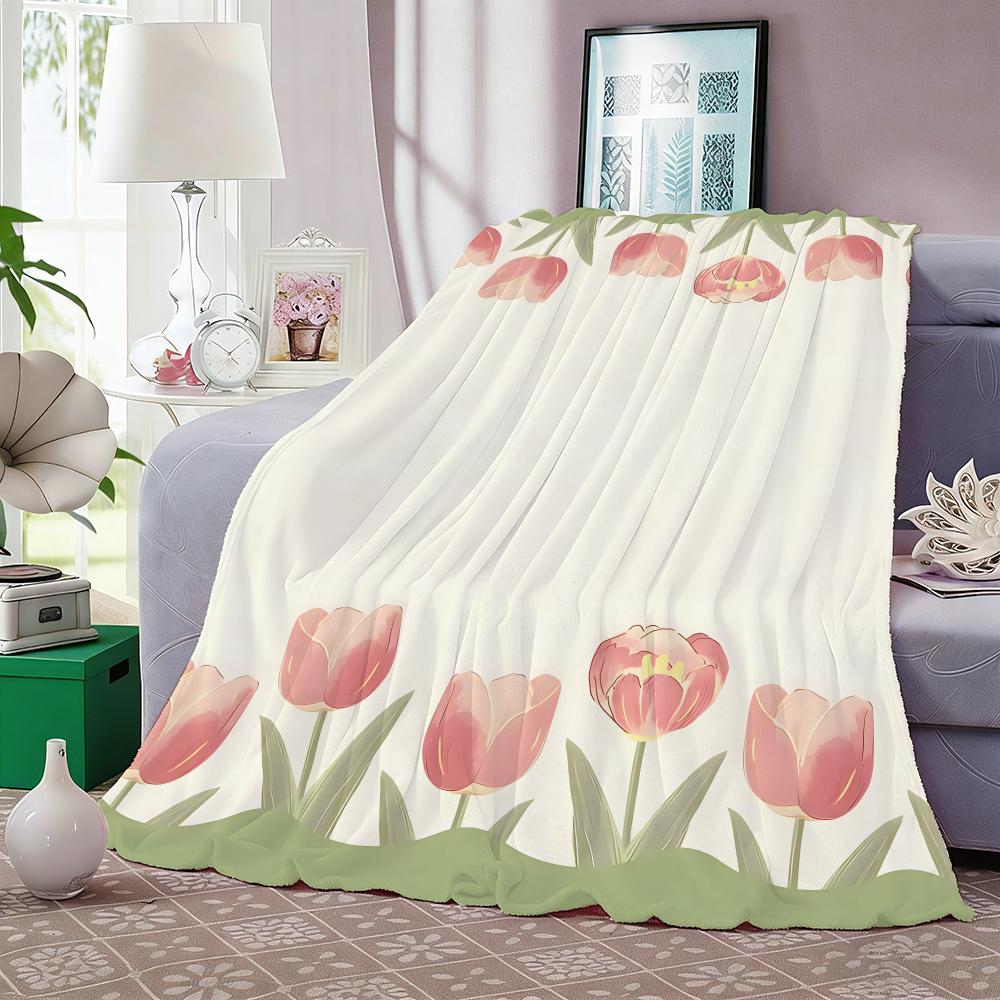Trendy Flowers And Animals Throw Lightweight 240G Flannel Blanket Soft Skin-Friendly For Summer Cooling