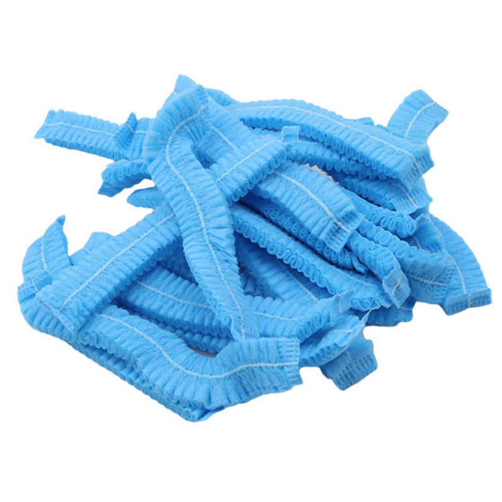 100pcs Disposable Hair Net Cap Non Woven Anti-static Hat Elastic Head Cover