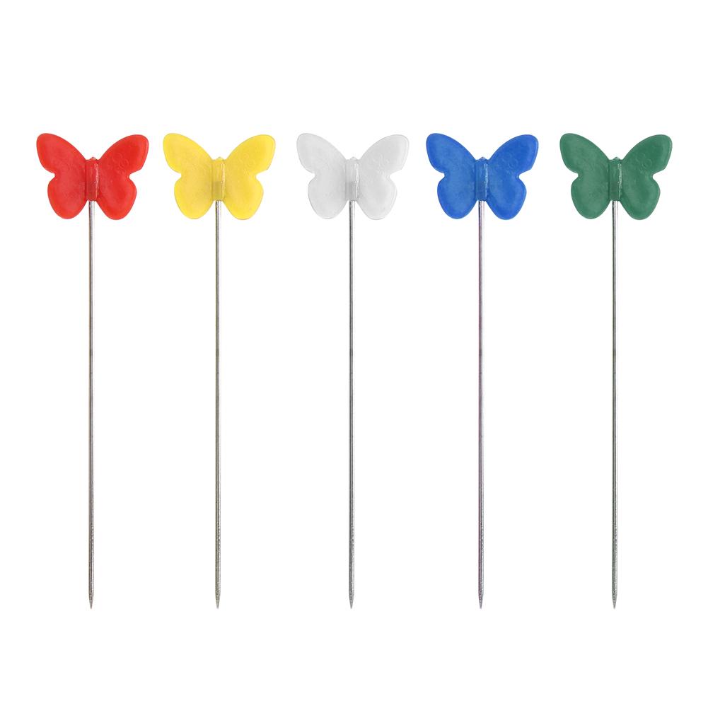 200 Pcs Quilting Pins Butterfly Shaped End Flat Head Sewing Pins Mixed Color Set