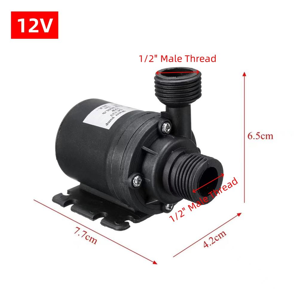 800L/H Leise Aquarienpumpe 1/2" Außengewinde Innengewinde Schnittstelle 12V 24V DC Wasserpumpe Wasserzirkulation Kleine Förderpumpe 1 Stück