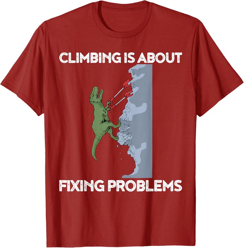 Funny Climbing TShirt TRex Rock Climber Dinosaur Tee TShirt