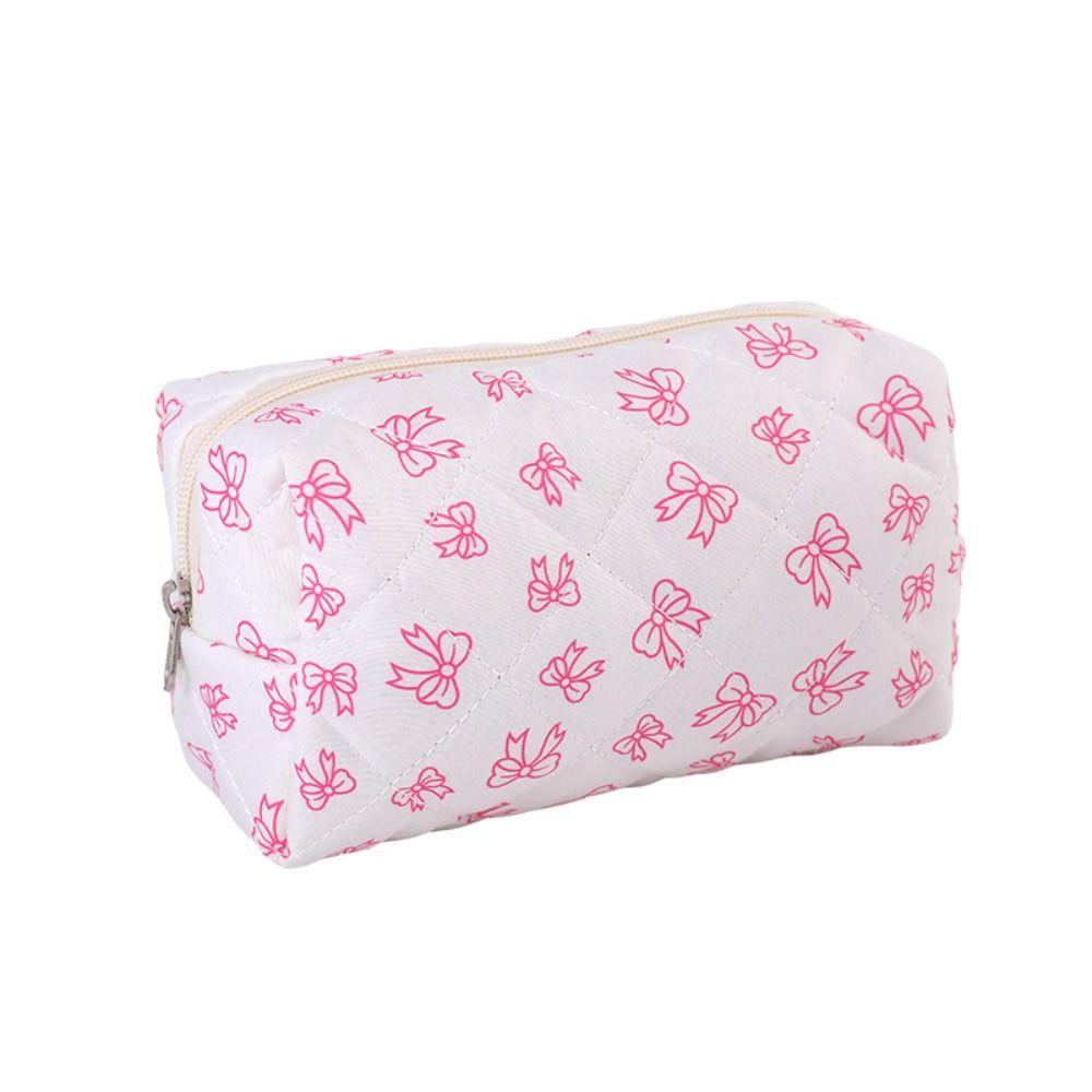 Trendy Cotton Makeup Bag Fresh Color Storage Organizer Cosmetics Bag Bow-knot Patterns Cosmetics Pouch Home Travel