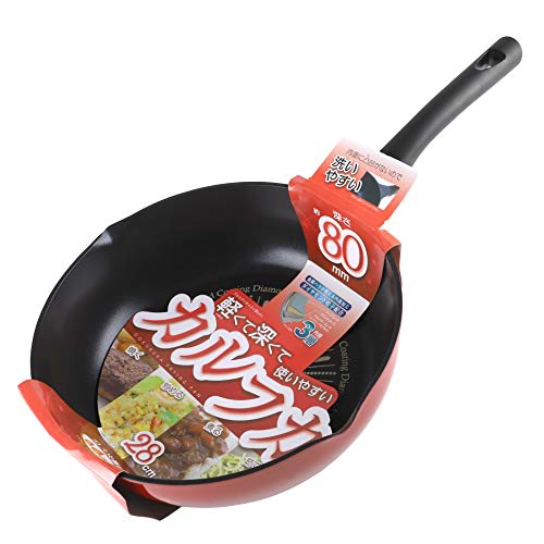 Pearl Metal Frying Pan, Red, 28cm, Diamond Coat, Extra Deep, Karhuka HB-4717
