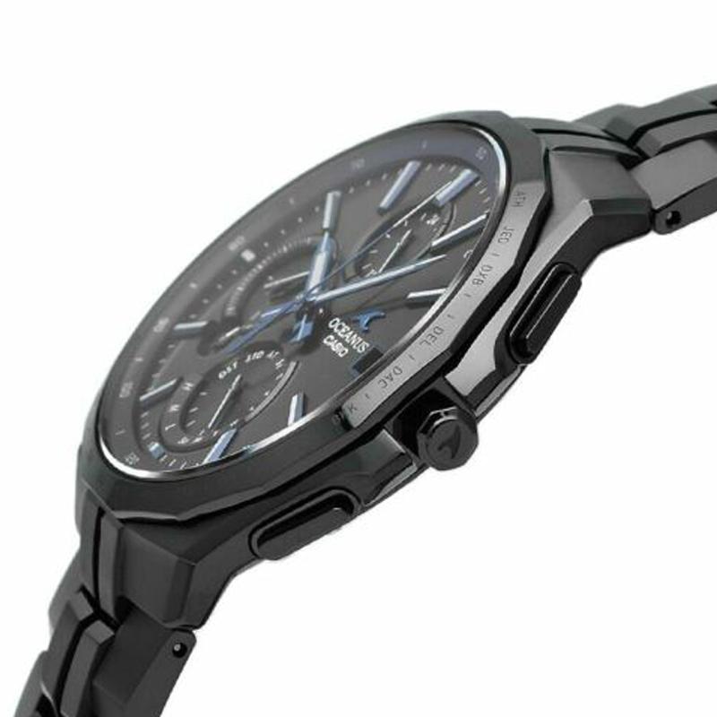 Casio OCEANUS series-Poseidon 5000 Poseidon all black solar quartz waterproof Bluetooth calendar solar quartz movement titanium strap OCW-S5000B-1AJF