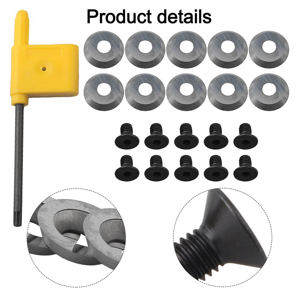 10 Pcs 16mm Round Carbide Insert Tools With Indexable Replacement Screws For Turning At A 30° Cutting Angle And 94.5HRA.