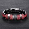 Punk Multilayer Braid Genuine Blue Leather Bracelet Titanium Stainless Steel Magnetic Buck Bracelet Men Homme Pulseras