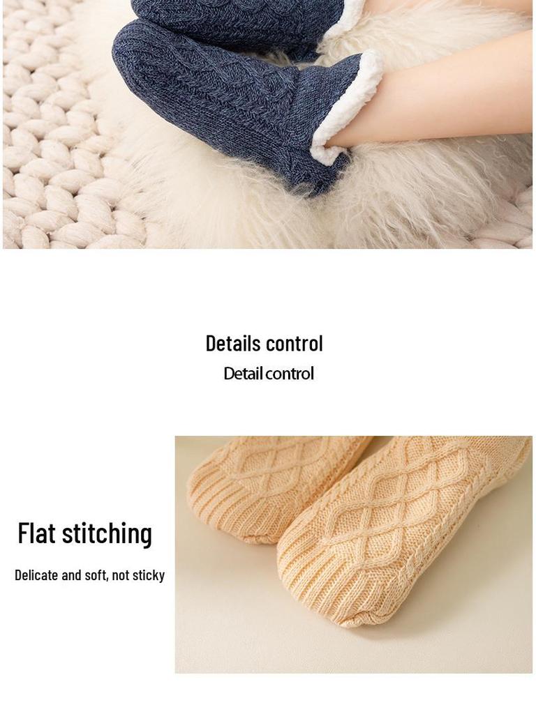 Men's & Women's Fleece-Lined Winter Floor Socks: Thick, Warm, Indoor Slipper-Style with Dots.